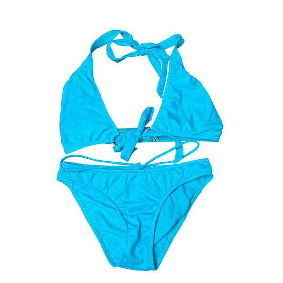 Venus Size 4 Women Swimwear Two Piece Bikini Blue Adjustable Halter - Picture 1 of 7